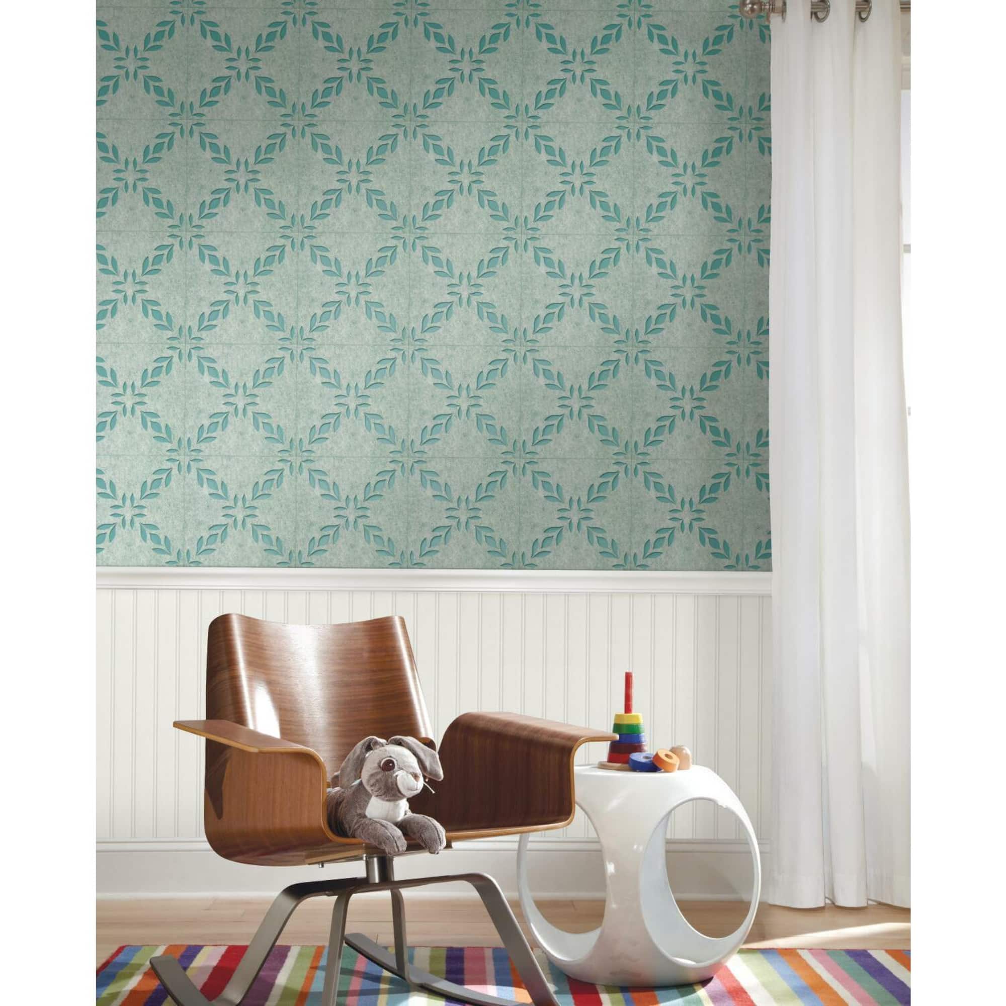 RoomMates Sky Blue Botanical Trellis Acoustical Peel & Stick Tiles